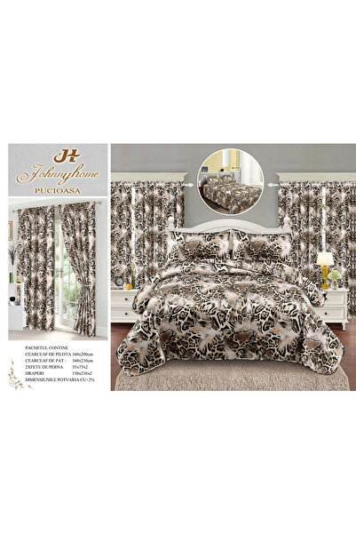 FIONNA.RO Fine Cotton Linen and Curtain Set 1 Person - Leopard