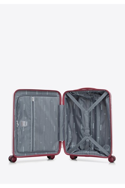 Wittchen Men's Small Suitcase Made of Polypropylene with Diagonal Stripes, Burgundy