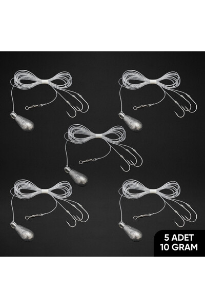 Genel Markalar 3 İğneli Kurşunlu Beden Takımı - Dip Beden Oltası - Fırdöndülü - 10 gr - 5 Adet