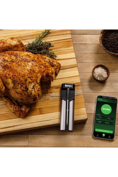 NINJA ProChef WP100EU Kitchen Thermometer, Bluetooth, Internal&Ambient Temp Sensor,370C,Black/Silver