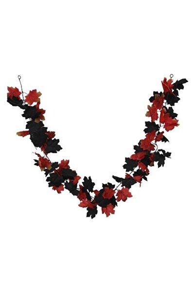 OEM Autumn Garland, Black and Orange Leaves Pattern, Polyester Plastic, 172cm