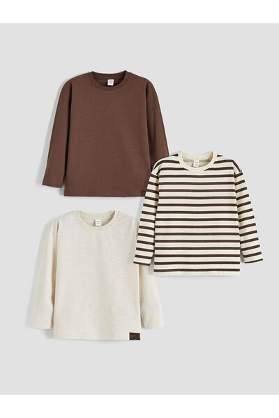 LC Waikiki Lcw Kids Printed Long Sleeve Boys T-Shirt 3-Pack