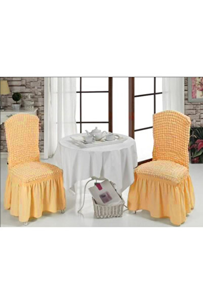 Inovius Set 6 huse scaune cu volane din bumbac elasticizat