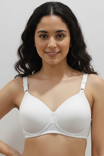 enmodaiçgiyim White Wireless Non-Padded Sponge Bra Wire-Free T-Shirt Bra - No Trace
