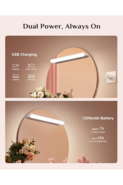 AZONEE Magnetic LED Makeup Light with Touch Control, Rechargeable Vanity Lamp, 3 Color Modes & Dimmer