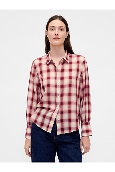 GAP Kadın Kırmızı Voile Kareli Gömlek