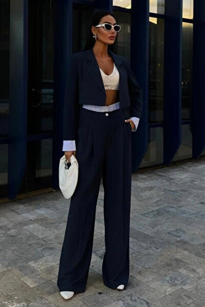 GENCULUS Garni Detailed Crop Jacket Suit 10075