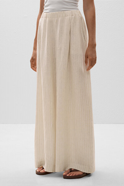 Oysho Wide leg striped 100% linen trousers