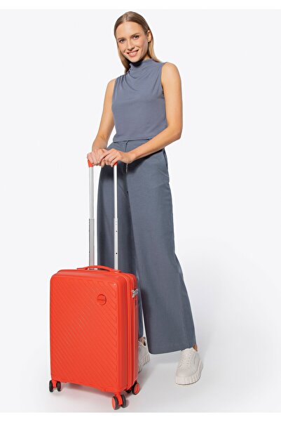 Wittchen Men's Small Suitcase made of Polypropylene with Embossed Stripes, Orange