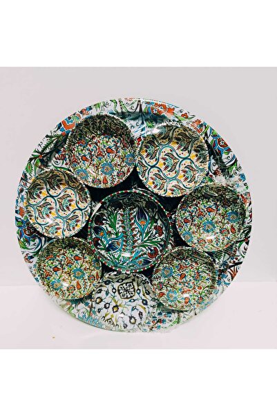 OSO HOME Authentic-Chinese Patterned 8-Piece Snack Plate, Breakfast and Treat Metal Presentation Serving Set