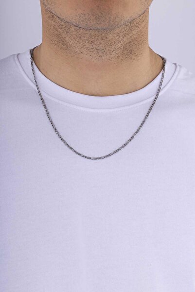 Gümüş Pazarım Oxidized Gourmet Model Men's Steel Chain Necklace