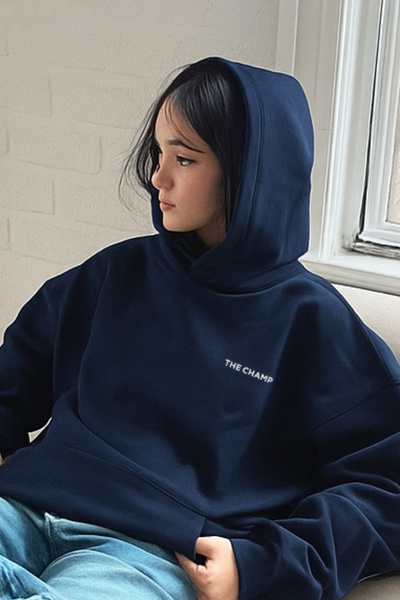 The Champ Clothing Every Thing Is Fine με τύπωμα Unisex Navy Blue με κουκούλα Φούτερ – 3 Νήματα Σ επένδυση fleece Ύφασμα