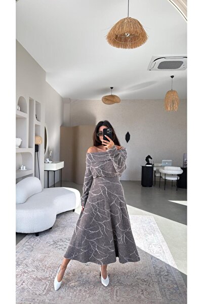 Buket Teke Mink Self-Patterned Knitwear Fabric Skirt Madonna Blouse Set