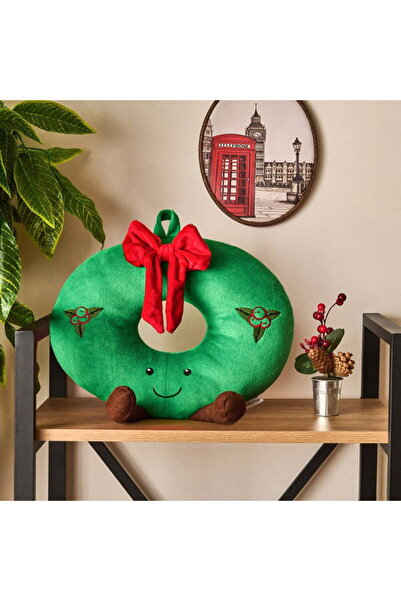Evidea Soft Cute Donut Figured Pillow - Green - 34X32 cm