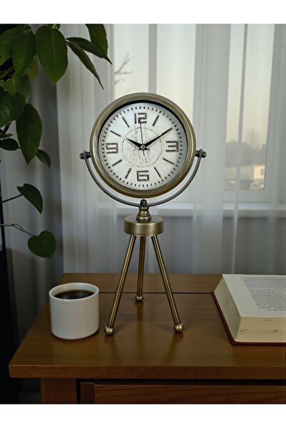 Genel Markalar Nostalji Tripod Eskitme Üç Ayaklı Metal Masa Saati