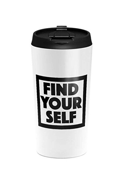 LOUD UNIVERSE كوب إلهامي من الفولاذ المقاوم للصدأ "اكتشف نفسك" باللون الأبيض مقاس 15 سم