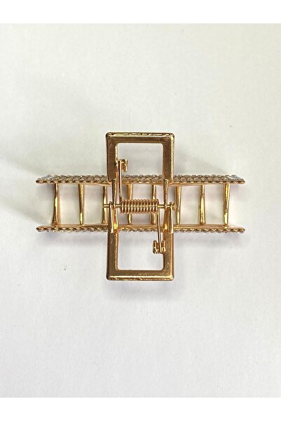 cityvision 7 cm Colorful Stone Rectangular Gold Hair Clip – Sparkling and Modern Metal Barrette