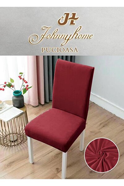 Inovius Set of 6 Elastic Chair Covers, Cotton, Burgundy - SIPRHSC-11