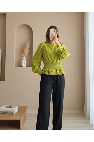 MissRunin Short Blouse with Elastic Waist