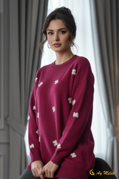 AYMELEK Women's Knitwear Sweater Soft Textured Crew Neck Sweater