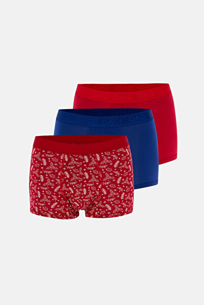 Dagi Red-Blue 4210 3-Piece Patterned Micro Modal Boxer