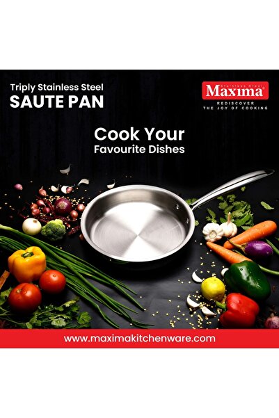 Maxima Maxima Steel Indian Pan, Rust-Resistant, with a 3-Layer Non-Stick Base, 22cm