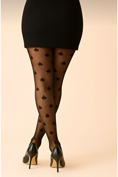 egeshoper Acı Kahverengi, Gelincik Desenli Külotlu Çorap