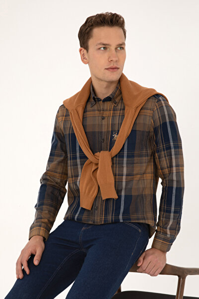 U.S. Polo Assn. Men's Camel Long Sleeve Shirt 50308467-Vr233