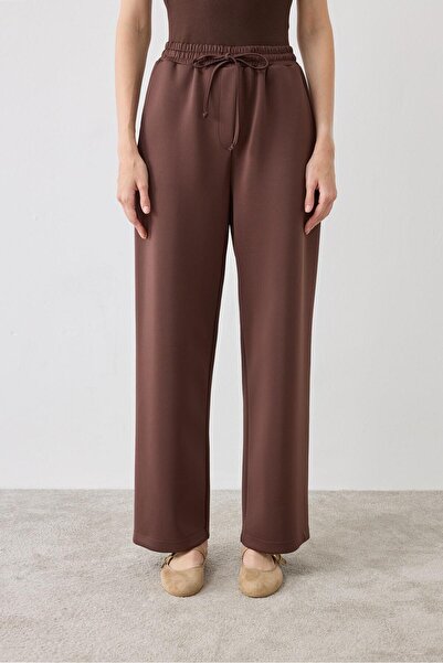 TERZİ DÜKKANI Scuba Elastic Waist Pants Brown