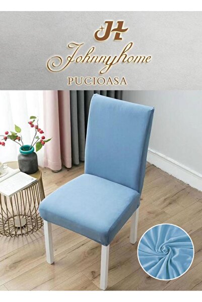 Inovius Set of 6 Elastic Chair Covers, Cotton, Blue - SIPRHSC-01