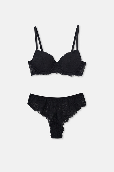 Eros Μαύρο σουτιέν με δαντέλα Bougainvillea TK