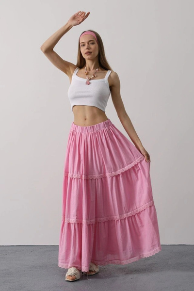 GENCULUS Lace Detailed Skirt Pink