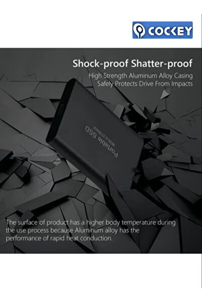 COCKEY قرص صلب خارجي محمول بسعة 2 تيرابايت، قرص صلب خارجي احتياطي للكمبيوتر (أسود)