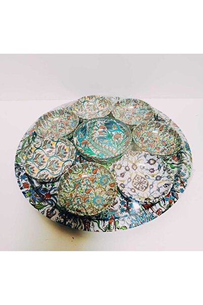 OSO HOME Authentic-Chinese Patterned 8-Piece Snack Plate, Breakfast and Treat Metal Presentation Serving Set