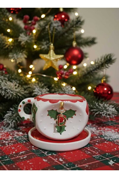 Ceresshop New Year's Gift – Handmade Mug with Letter Charm (Specify the Letter in the Message after Ordering)