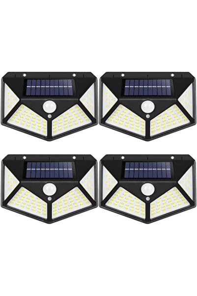 ECVV مجموعة من 4 مصابيح حائط خارجية تعمل بالطاقة الشمسية بزاوية واسعة 270 درج...