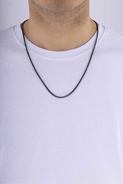 Gümüş Pazarım Oxidized Square Cut Men's Steel Chain