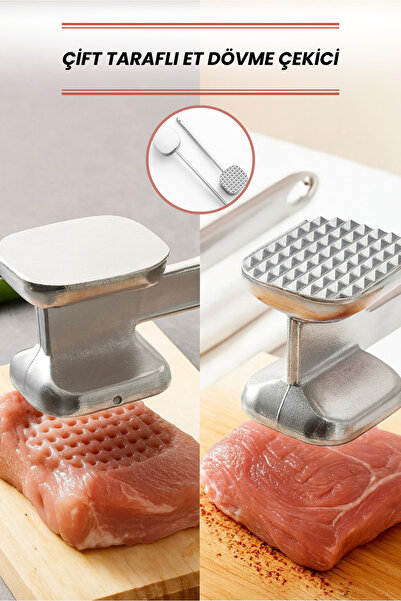 Orvila Double Sided Steel Meat Tenderizer - Meat Mallet - Meat Tenderizing Tool