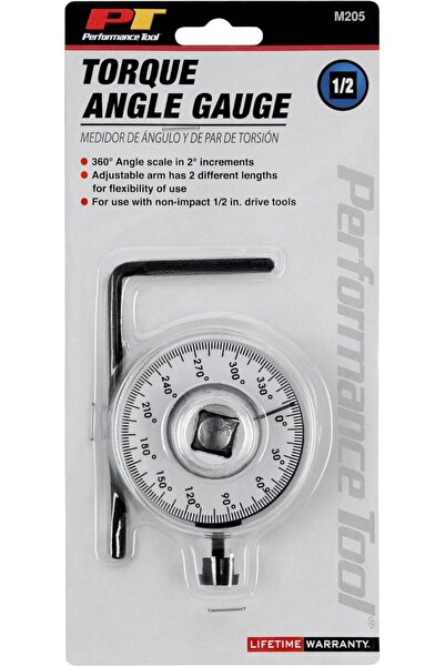 Performance Tool M205 1/2-Inch Torque Angle Gauge Tool, 360 Degree Angle Scale