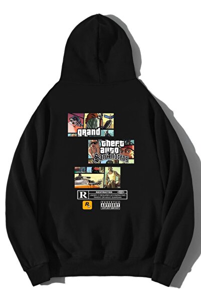 BRZ COLLECTION Hanorac unisex oversized GTA San Andreas Wasted negru