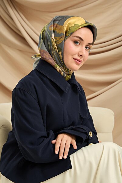 Silk Home Green Floral Pattern Tivil Woven Pure Silk Scarf-Kvs0890