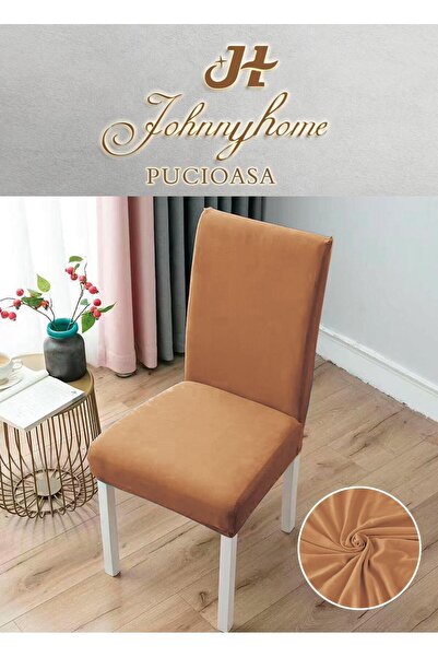 Inovius Set of 4 Elastic Chair Covers, Cotton, Dark Beige - SIPRS05
