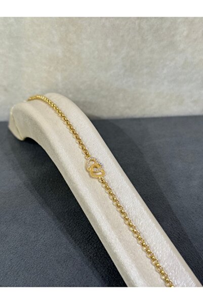 ARSLANTAŞ 1989 8 AYAR ALTIN ÇİFT KALPLİ DOÇ ZİNCİRLİ BİLEKLİK