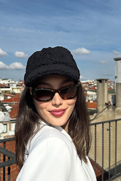 Mollycrush Women's Teddy Textured Winter Women's Visor Hat – Soft Lamb Fur Look Model