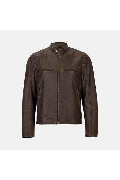 Desa Men's Brown Judge Collar Fit Leather Jacket