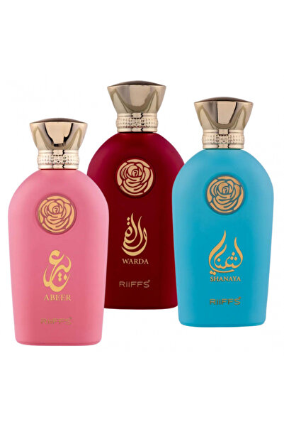 Riiffs 3-piece women's perfume set: Warda 100ml + Abeer 100ml + Shanaya 100ml