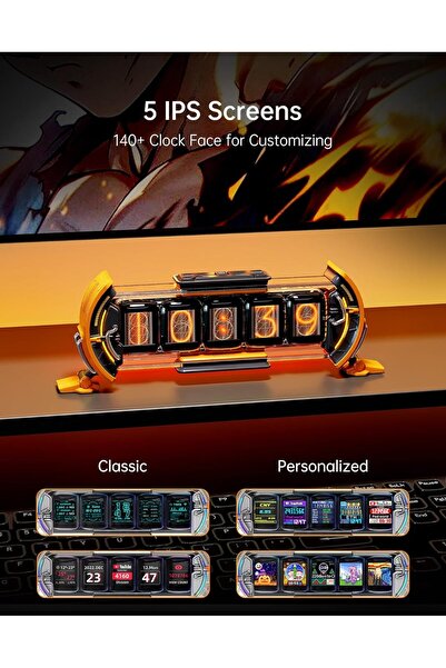 DIVOOM Times Gate Cyberpunk Digital Clock with Smart App Control (Yellow)
