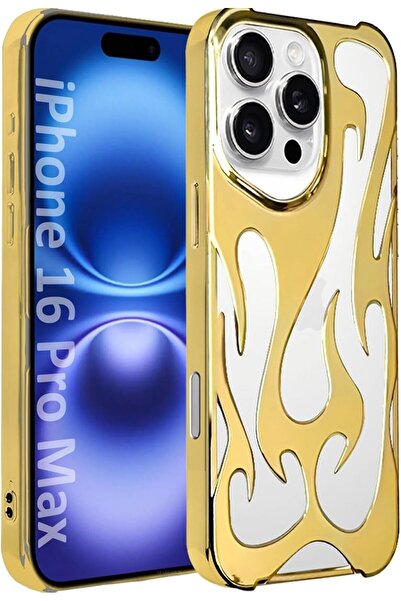 Margoun جراب iPhone 16 Pro Max - ذهبي، غطاء رفيع مقاوم للصدمات مطلي بالكهرباء ثلاثي الأبعاد