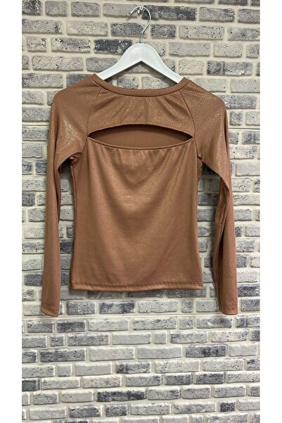 Markasız ucuz Women's - Long Sleeve Ribbed Knit Bodysuit with Horizontal Cut Detail on the Front