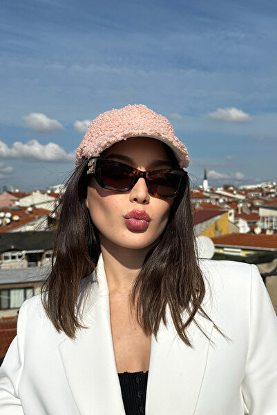 Mollycrush Women's Teddy Textured Winter Women's Visor Hat – Soft Lamb Fur Look Model